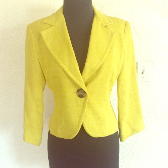 mainbocher Jackets & Blazers - Mainbocher Silk Mustard yellow green blazer jacket